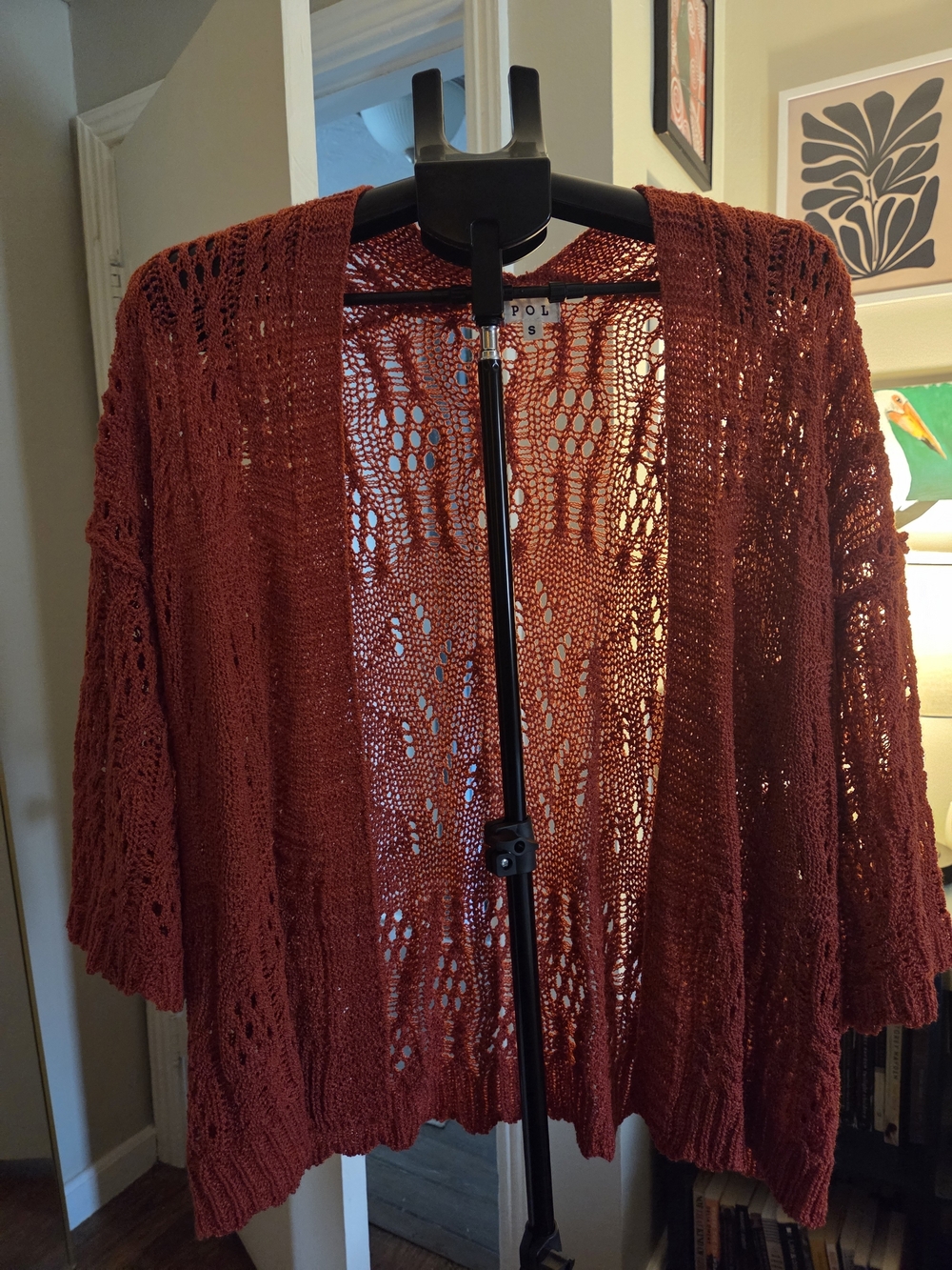 Pol Open-Knit Rust Women's Cardigan